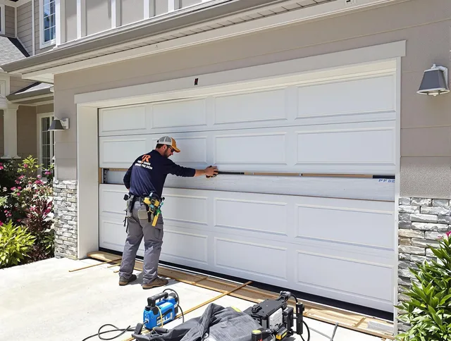 Security-Widefield Garage Door Repair team performing complete garage door replacement at Security-Widefield residence