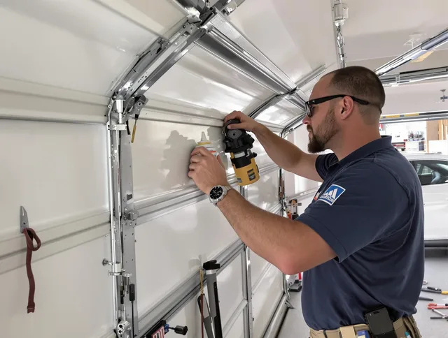 Security-Widefield Garage Door Repair technician quieting a noisy garage door in Security-Widefield